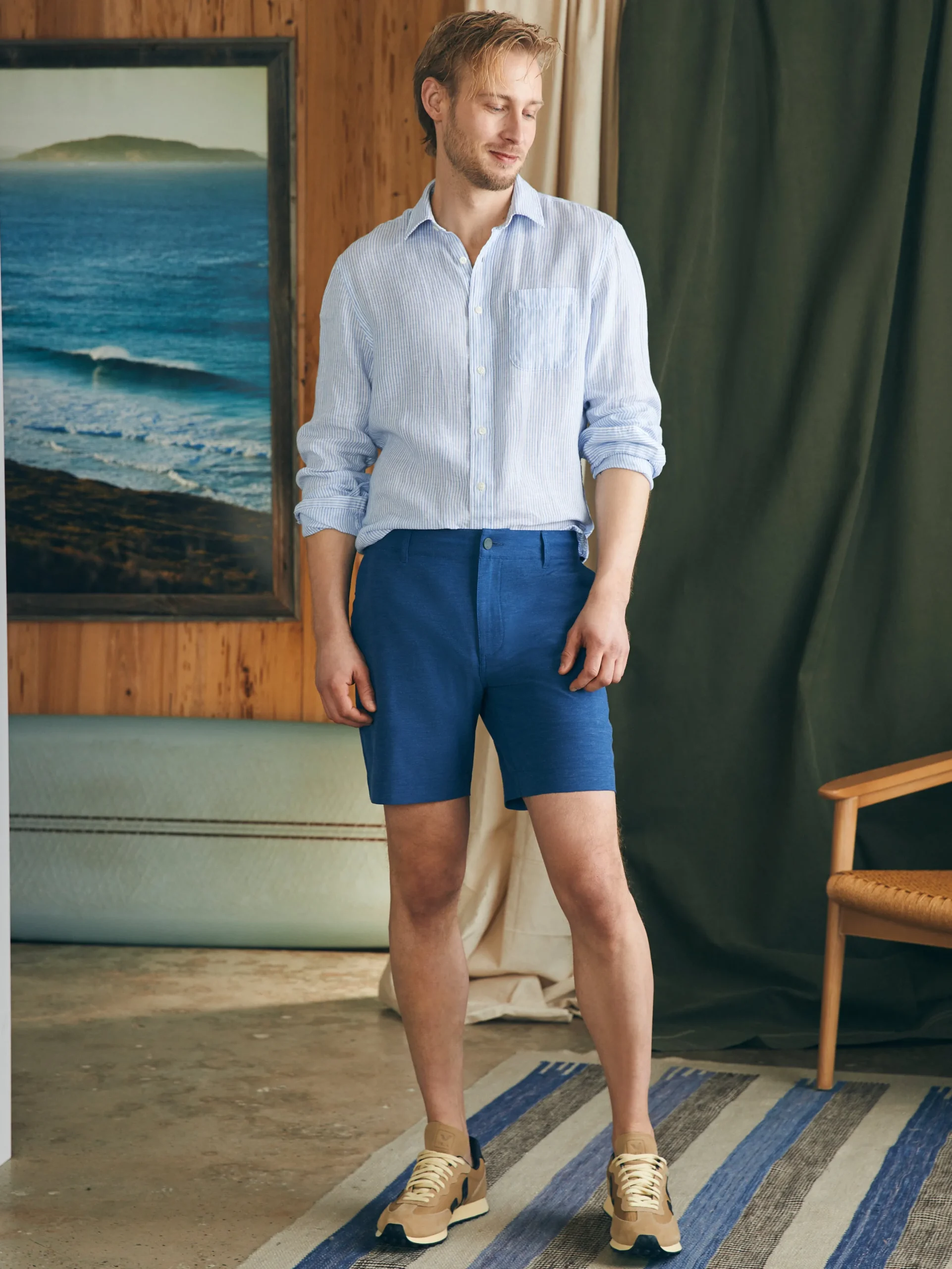 Shorts^Faherty Brand All Day Shorts (7" Inseam) - Navy