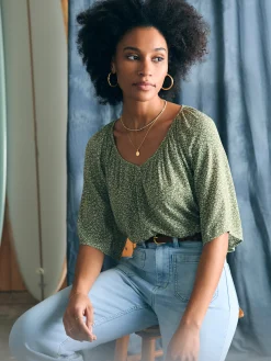 Shirts & Tops^Faherty Brand Amira Top - Green Riverton Ditsy Floral