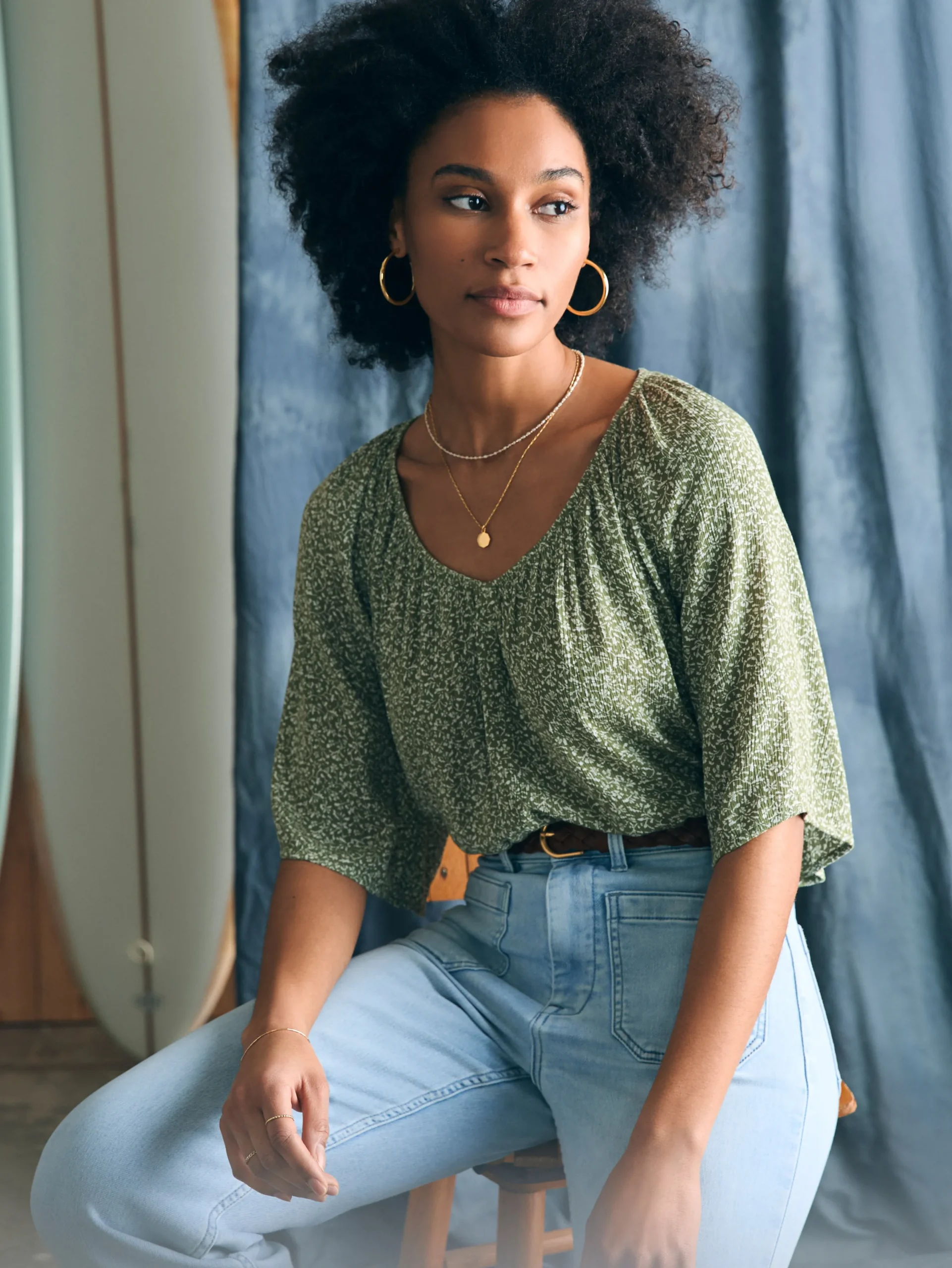 Shirts & Tops^Faherty Brand Amira Top - Green Riverton Ditsy Floral