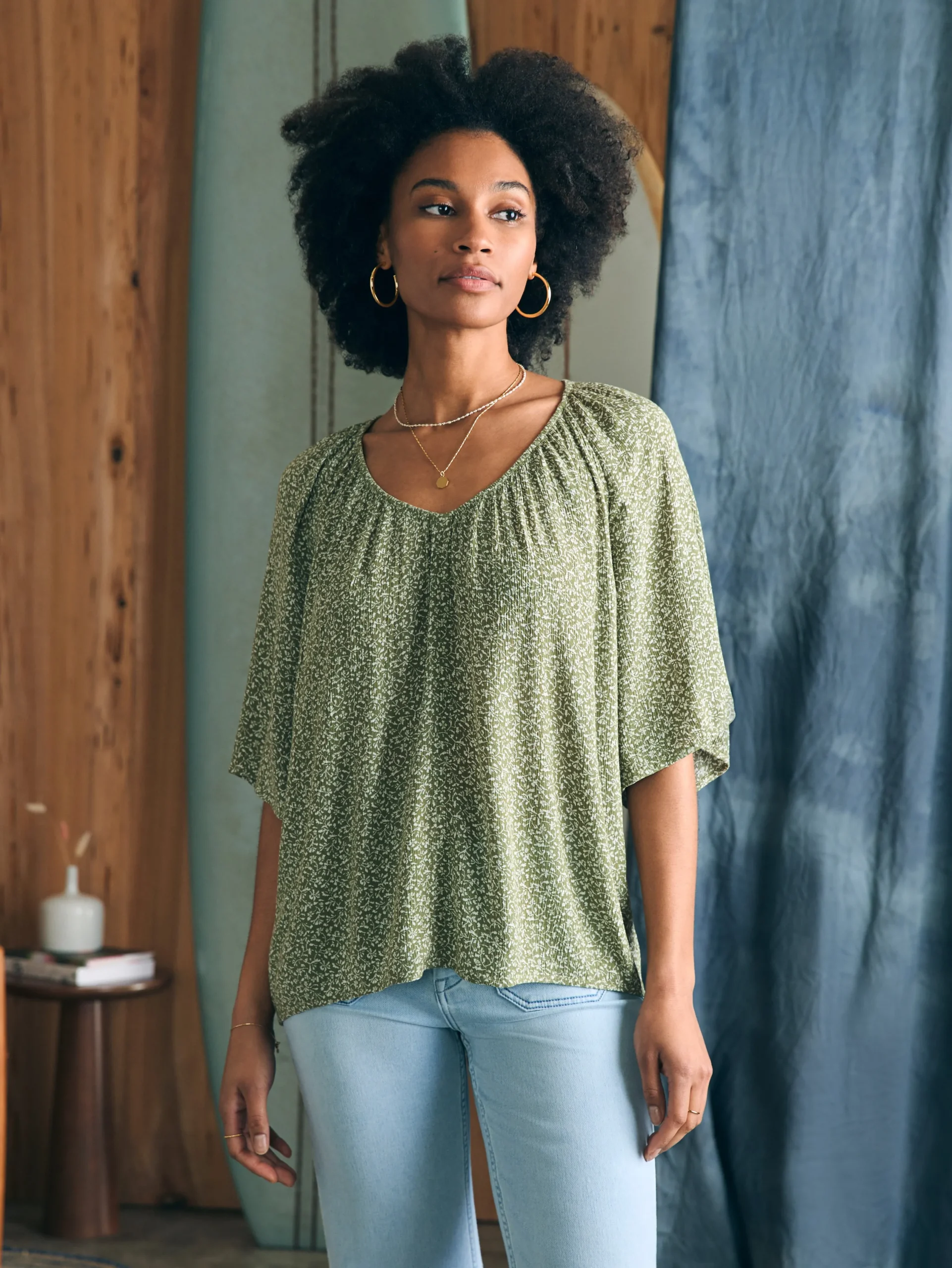 Shirts & Tops^Faherty Brand Amira Top - Green Riverton Ditsy Floral