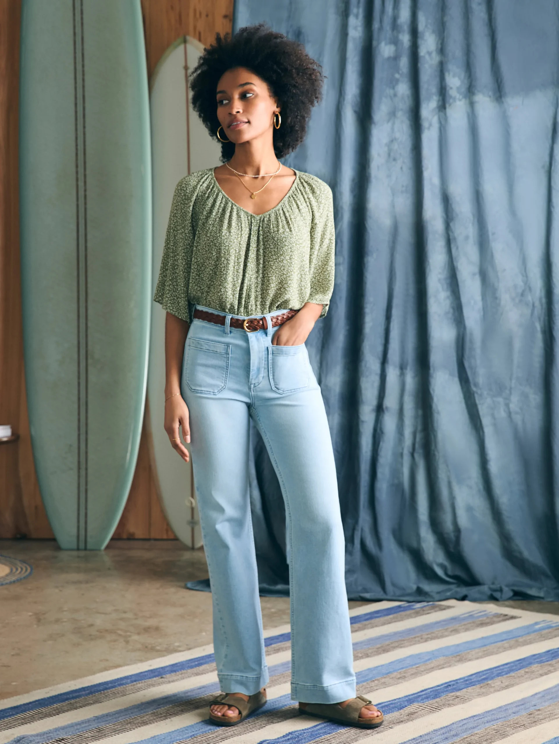 Shirts & Tops^Faherty Brand Amira Top - Green Riverton Ditsy Floral