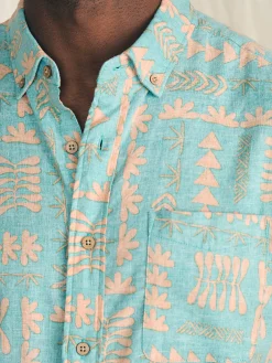 Shirts^Faherty Brand Anna Kahalekulu Short-Sleeve Breeze Shirt - Teal Naupaka