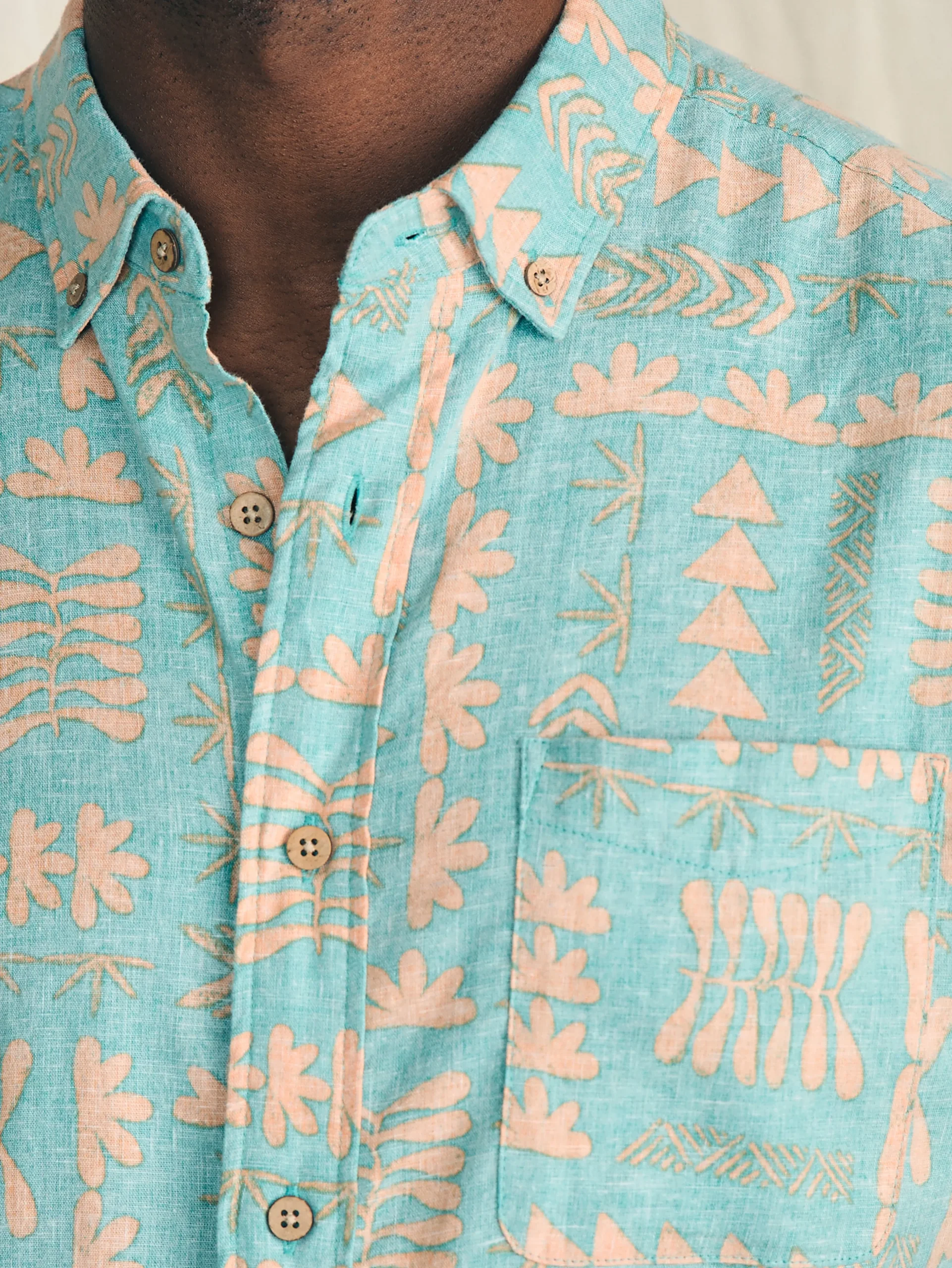 Shirts^Faherty Brand Anna Kahalekulu Short-Sleeve Breeze Shirt - Teal Naupaka