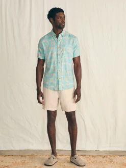 Shirts^Faherty Brand Anna Kahalekulu Short-Sleeve Breeze Shirt - Teal Naupaka