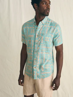 Shirts^Faherty Brand Anna Kahalekulu Short-Sleeve Breeze Shirt - Teal Naupaka