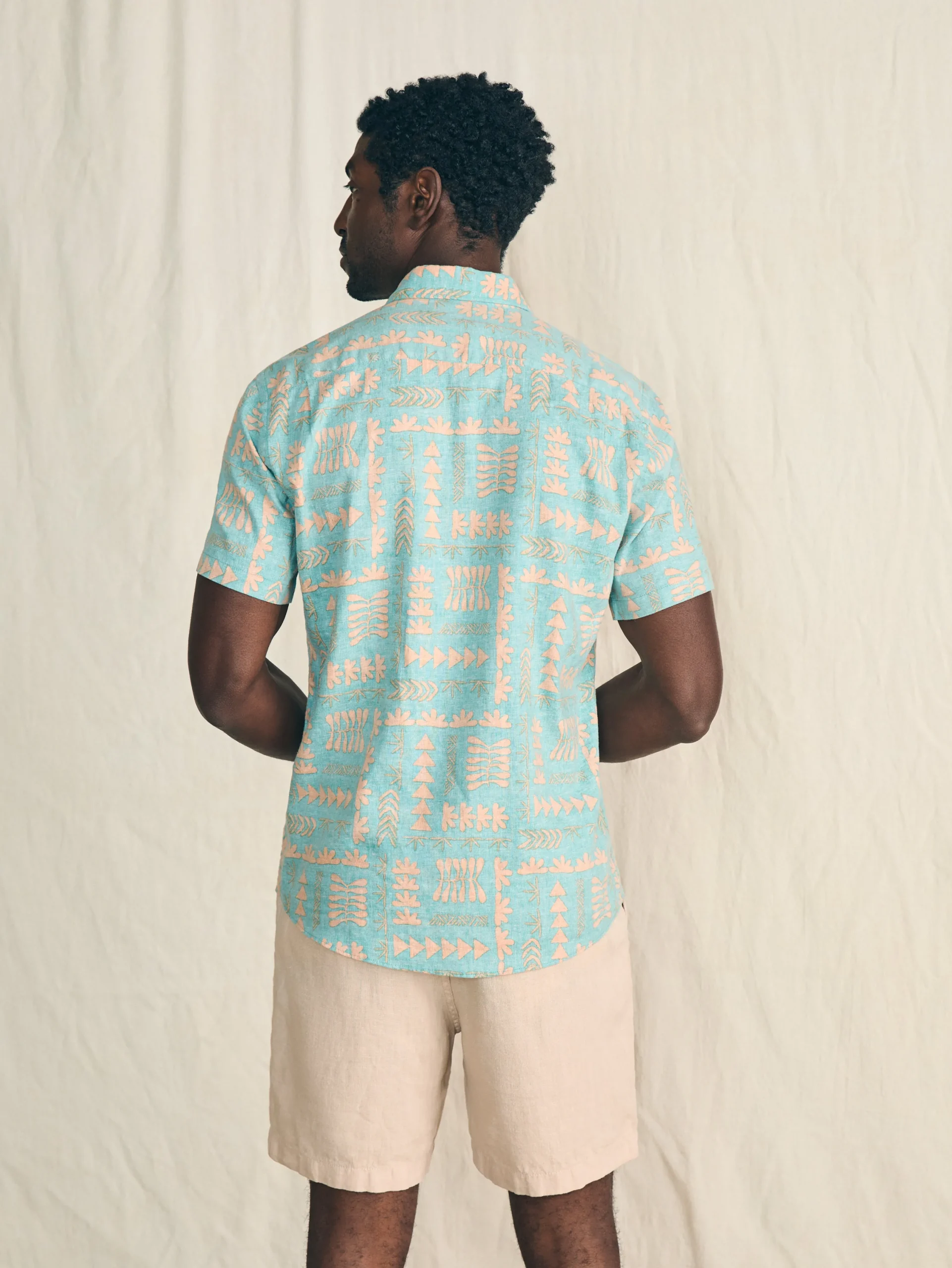 Shirts^Faherty Brand Anna Kahalekulu Short-Sleeve Breeze Shirt - Teal Naupaka