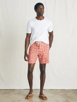 Swim^Faherty Brand Anna Kahalekulu Sunwashed Boardshort - Red Naupaka