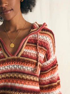 Sweaters|Hoodies & Sweatshirts^Faherty Brand Beach Bonfire Crochet Hoodie - Botanical Stripe