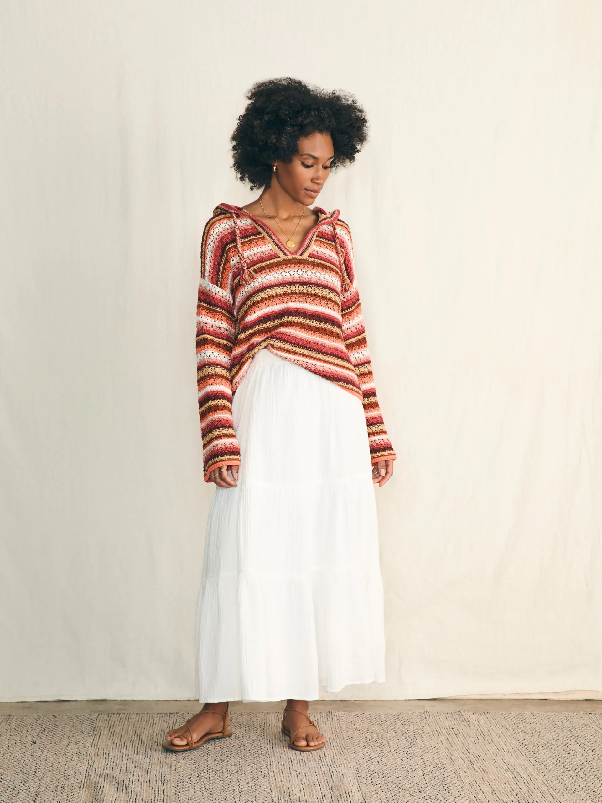 Sweaters|Hoodies & Sweatshirts^Faherty Brand Beach Bonfire Crochet Hoodie - Botanical Stripe
