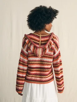 Sweaters|Hoodies & Sweatshirts^Faherty Brand Beach Bonfire Crochet Hoodie - Botanical Stripe