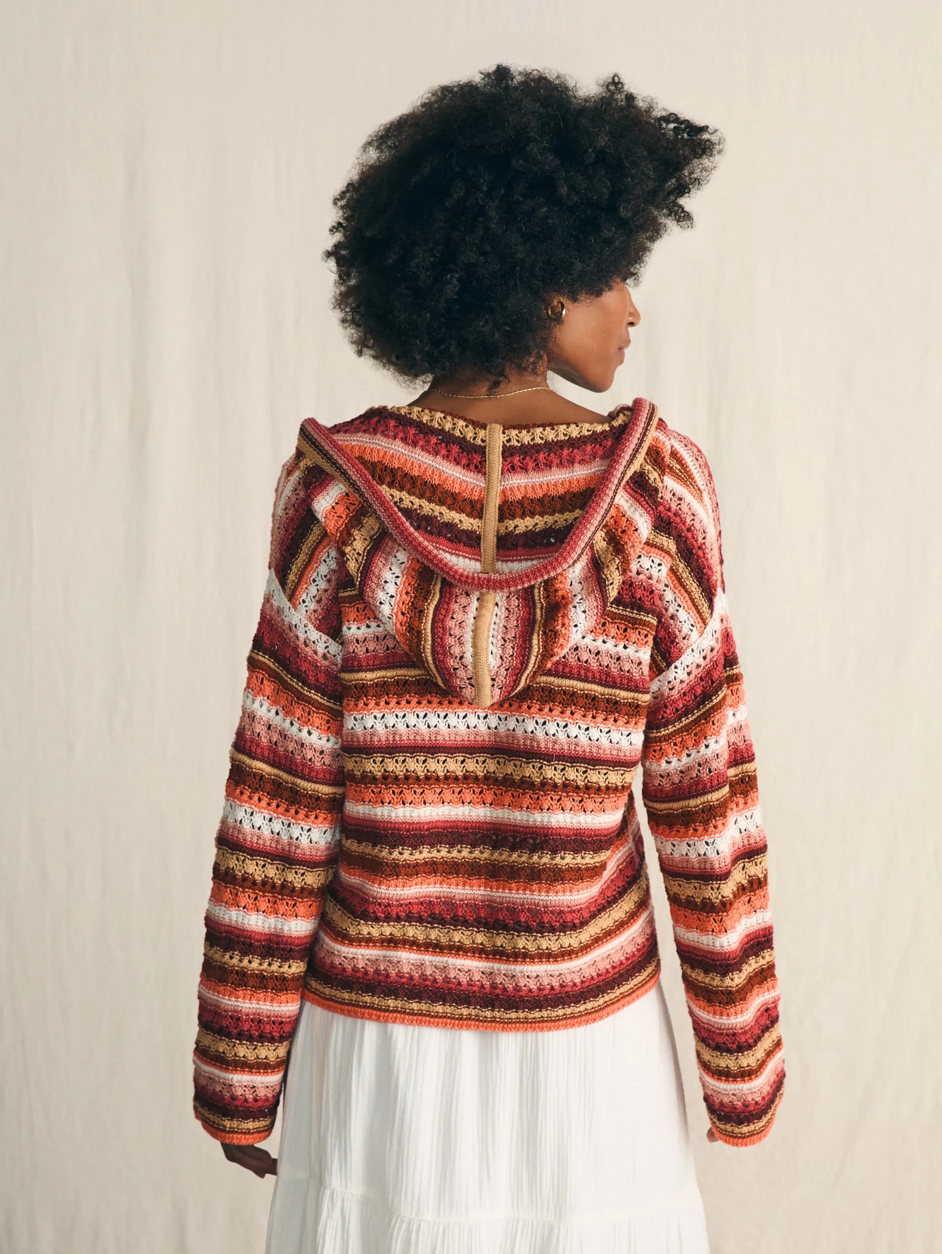 Sweaters|Hoodies & Sweatshirts^Faherty Brand Beach Bonfire Crochet Hoodie - Botanical Stripe