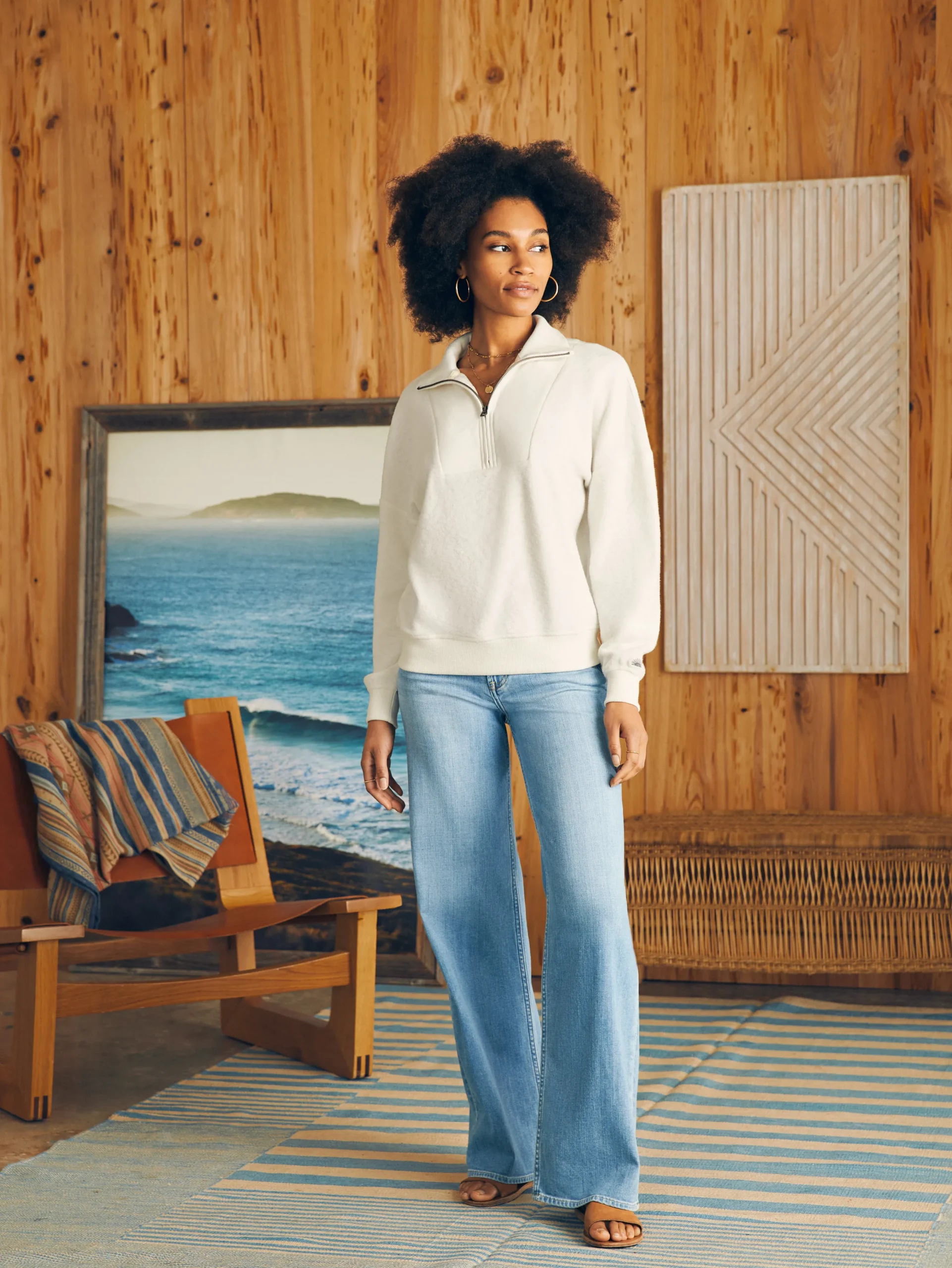 Hoodies & Sweatshirts^Faherty Brand Beach Fleece Quarter Zip - Egret