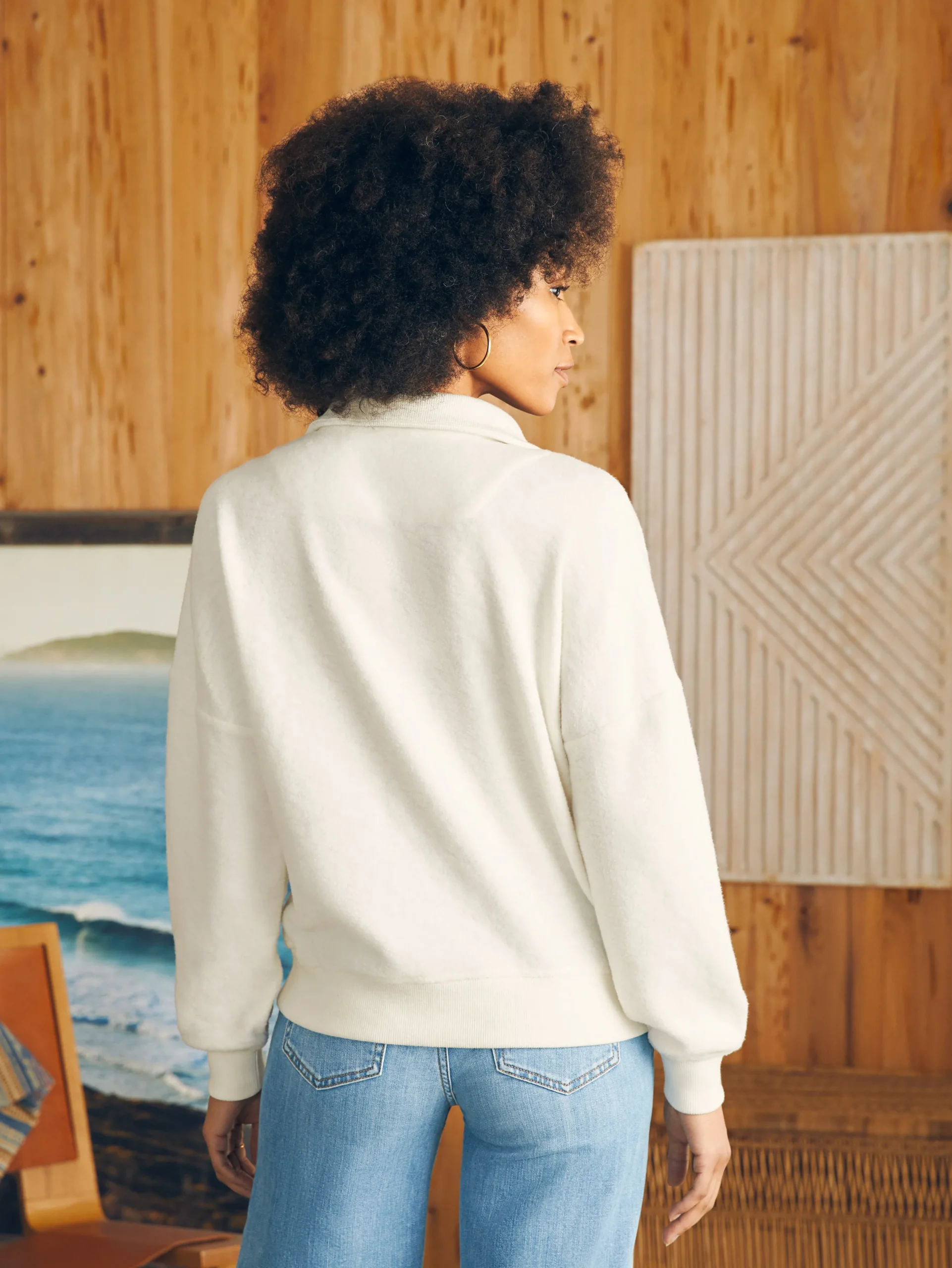 Hoodies & Sweatshirts^Faherty Brand Beach Fleece Quarter Zip - Egret