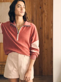 Hoodies & Sweatshirts^Faherty Brand Beach Fleece Quarter Zip - Kelly Pink Multi