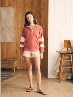 Hoodies & Sweatshirts^Faherty Brand Beach Fleece Quarter Zip - Kelly Pink Multi