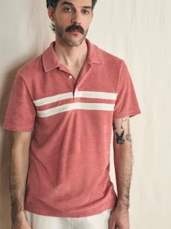Polo Shirts^Faherty Brand Cabana Towel Terry Surf Stripe Polo Shirt - Faded Flag