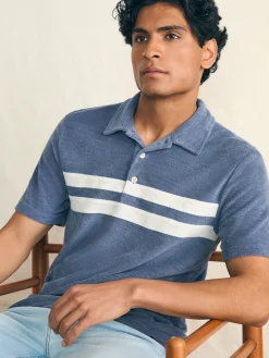 Polo Shirts^Faherty Brand Cabana Towel Terry Surf Stripe Polo Shirt - Stormy Sky