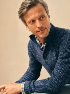Sweaters^Faherty Brand Cashmere Wool Quarter Button Sweater - Denim Melange