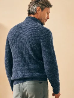 Sweaters^Faherty Brand Cashmere Wool Quarter Button Sweater - Denim Melange