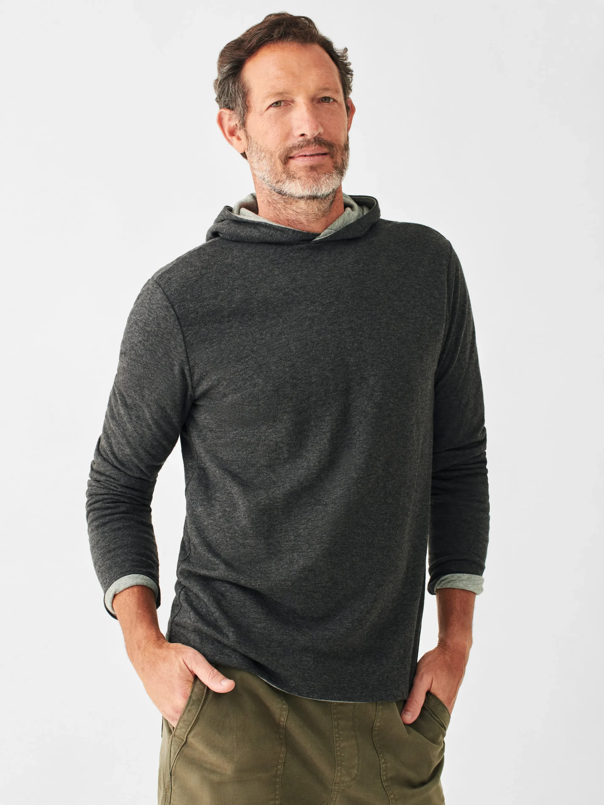 Hoodies & Sweatshirts^Faherty Brand Cloud Cotton Reversible Hoodie - Charcoal Heather Light Grey Heather