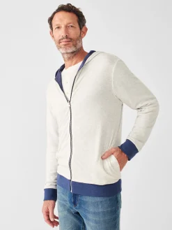 Hoodies & Sweatshirts^Faherty Brand Cloud Cotton Reversible Zip Hoodie - Navy Heather Ivory Heather