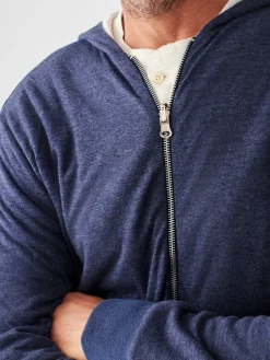 Hoodies & Sweatshirts^Faherty Brand Cloud Cotton Reversible Zip Hoodie - Navy Heather Ivory Heather