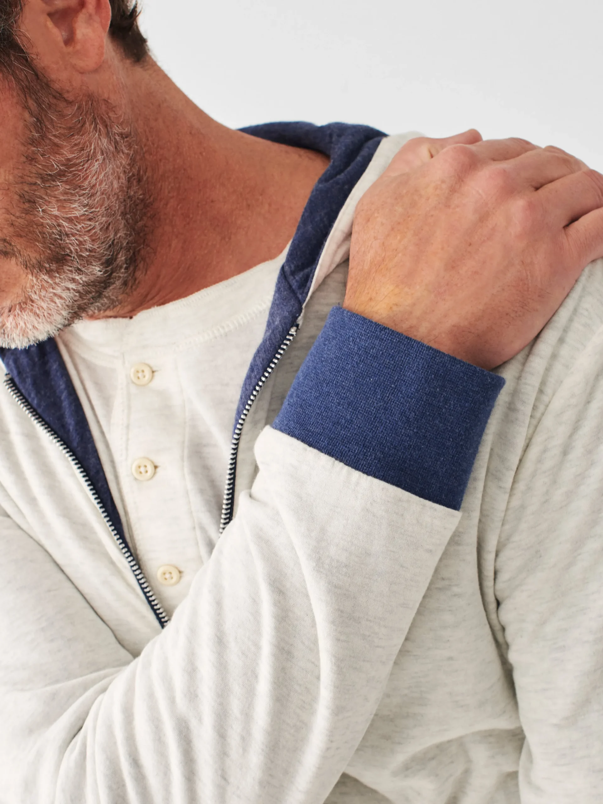 Hoodies & Sweatshirts^Faherty Brand Cloud Cotton Reversible Zip Hoodie - Navy Heather Ivory Heather