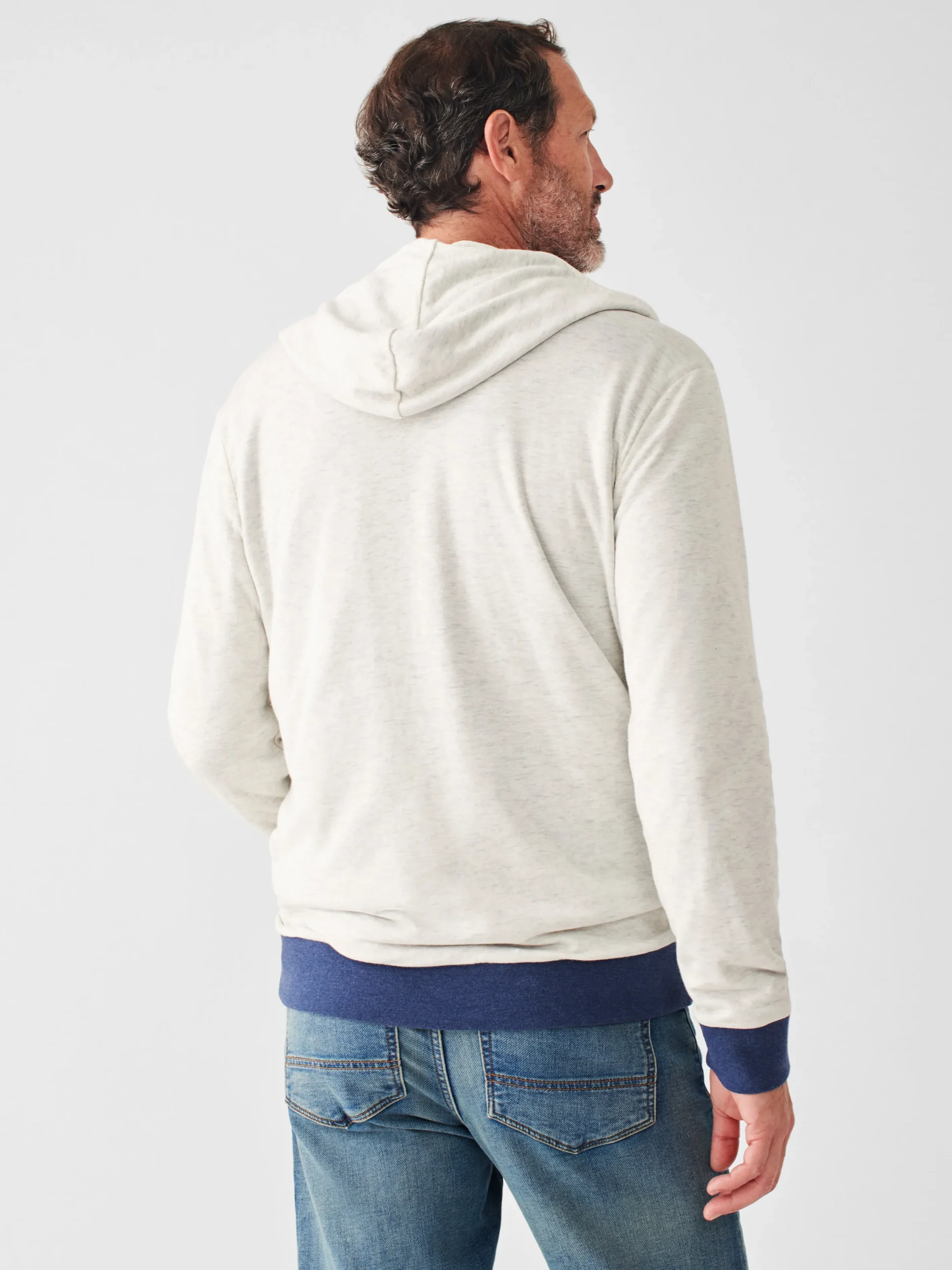 Hoodies & Sweatshirts^Faherty Brand Cloud Cotton Reversible Zip Hoodie - Navy Heather Ivory Heather