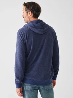Hoodies & Sweatshirts^Faherty Brand Cloud Cotton Reversible Zip Hoodie - Navy Heather Ivory Heather