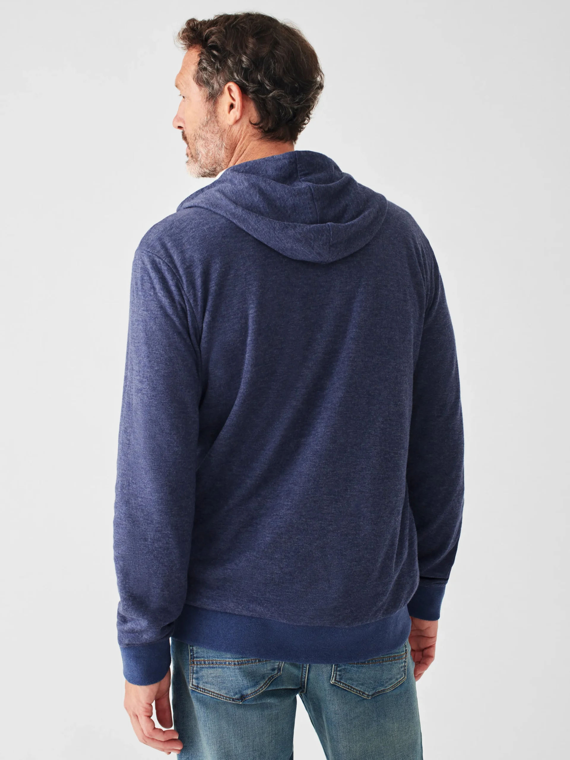 Hoodies & Sweatshirts^Faherty Brand Cloud Cotton Reversible Zip Hoodie - Navy Heather Ivory Heather