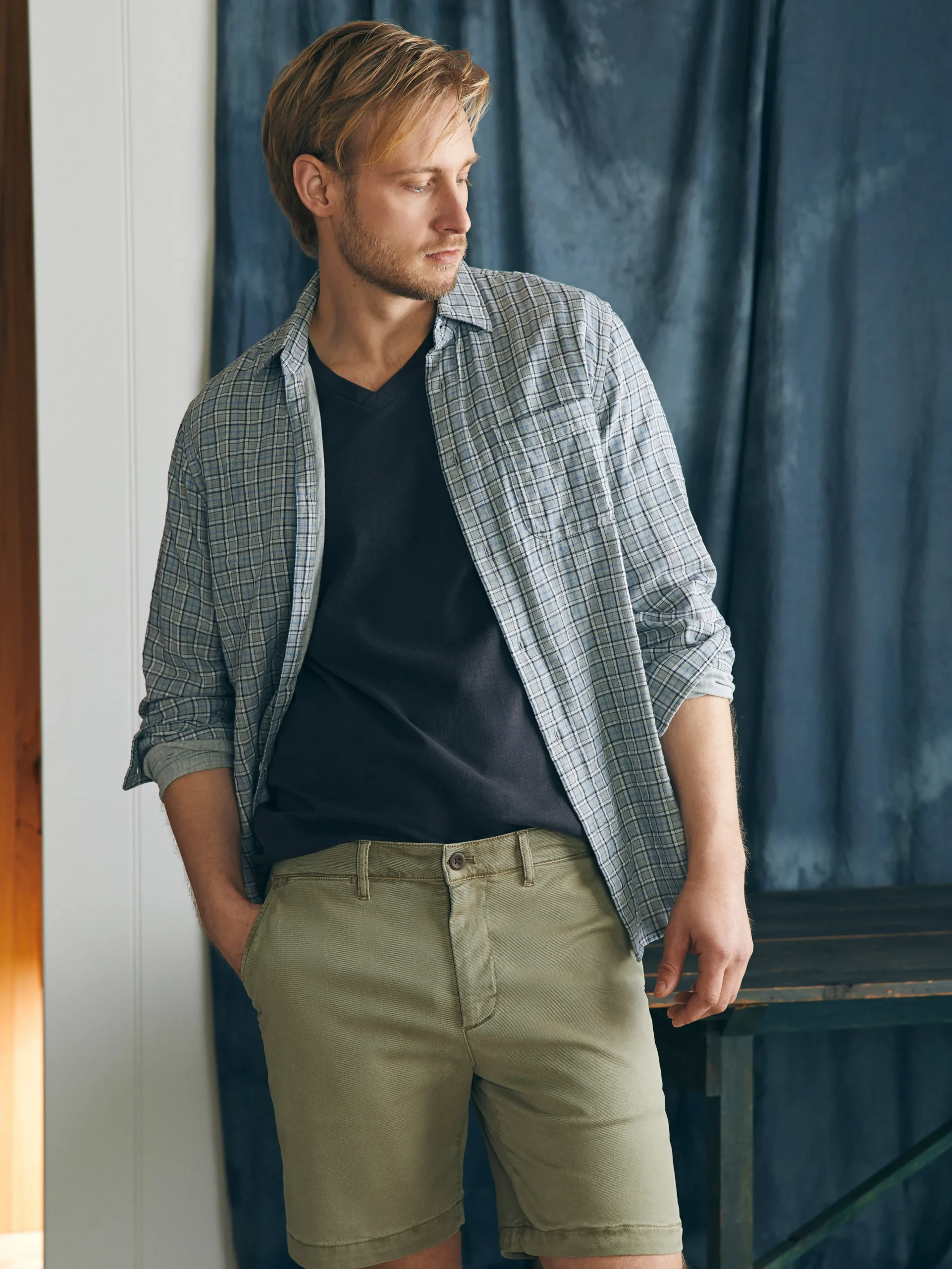 Shorts^Faherty Brand Coastline Stretch Chino Short (8" Inseam) - Mountain Olive