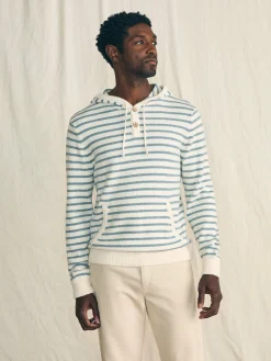 Sweaters|Hoodies & Sweatshirts^Faherty Brand Cove Sweater Hoodie - Ivory Chambray Stripe