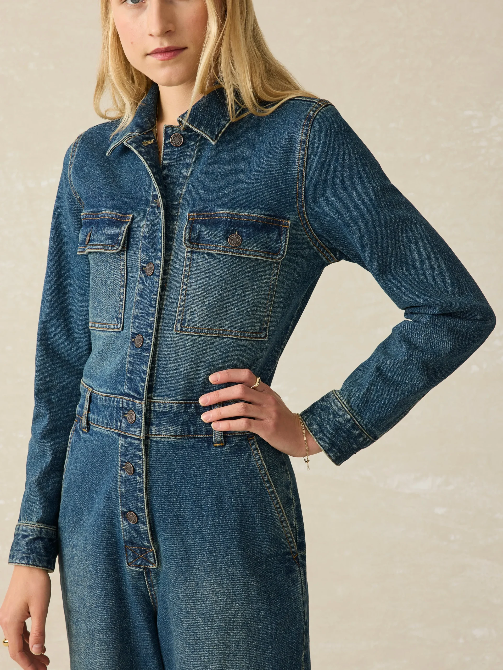 Dresses^Faherty Brand Denim Michelle Jumpsuit - Night Lagoon Wash