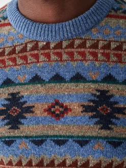Sweaters^Faherty Brand Doug Good Feather Fair Isle Sweater - Blue Winter Night