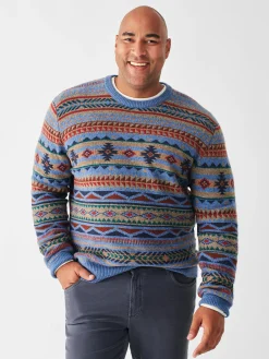 Sweaters^Faherty Brand Doug Good Feather Fair Isle Sweater - Blue Winter Night