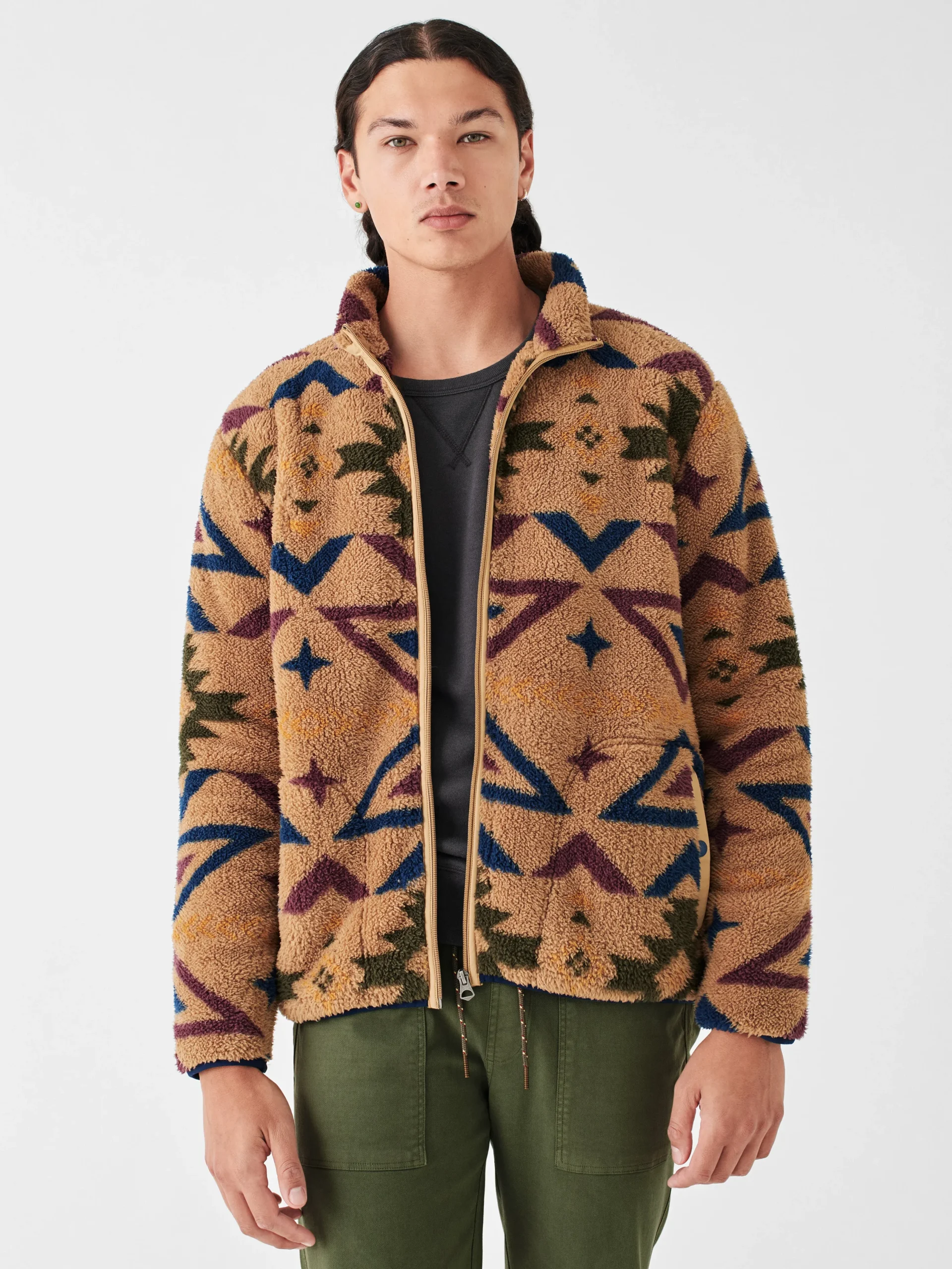 Jackets & Vests^Faherty Brand Doug Good Feather High Pile Fleece Full Zip - Desert North Star