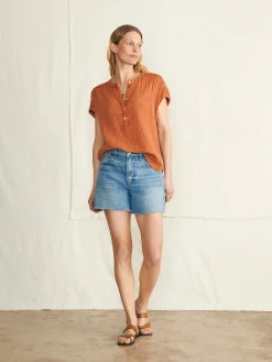 Shirts & Tops^Faherty Brand Dream Cotton Gauze Desmond Top - Bombay Brown