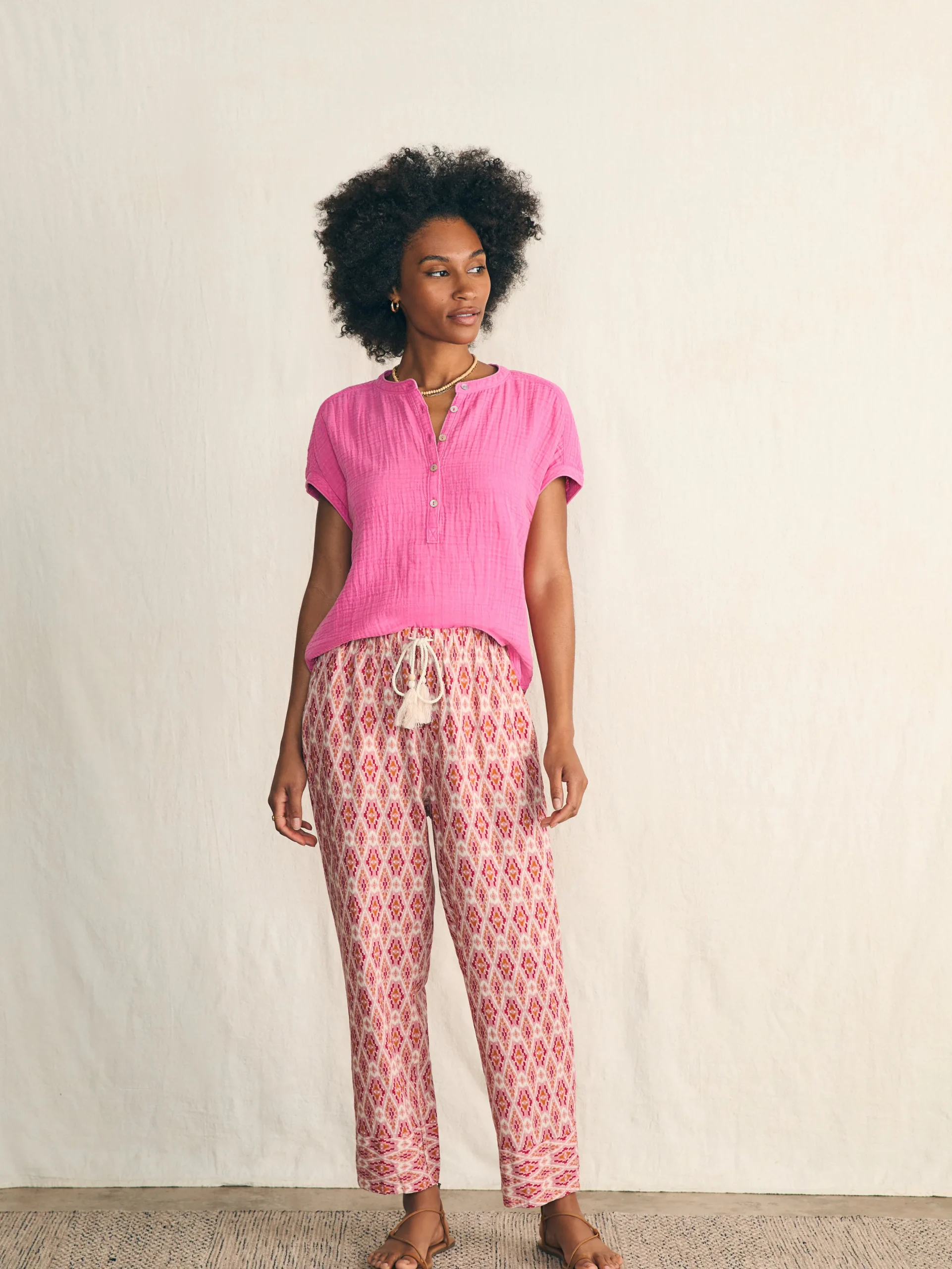 Shirts & Tops^Faherty Brand Dream Cotton Gauze Desmond Top - Cone Flower