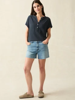 Shirts & Tops^Faherty Brand Dream Cotton Gauze Desmond Top - Navy