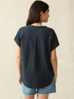 Shirts & Tops^Faherty Brand Dream Cotton Gauze Desmond Top - Navy
