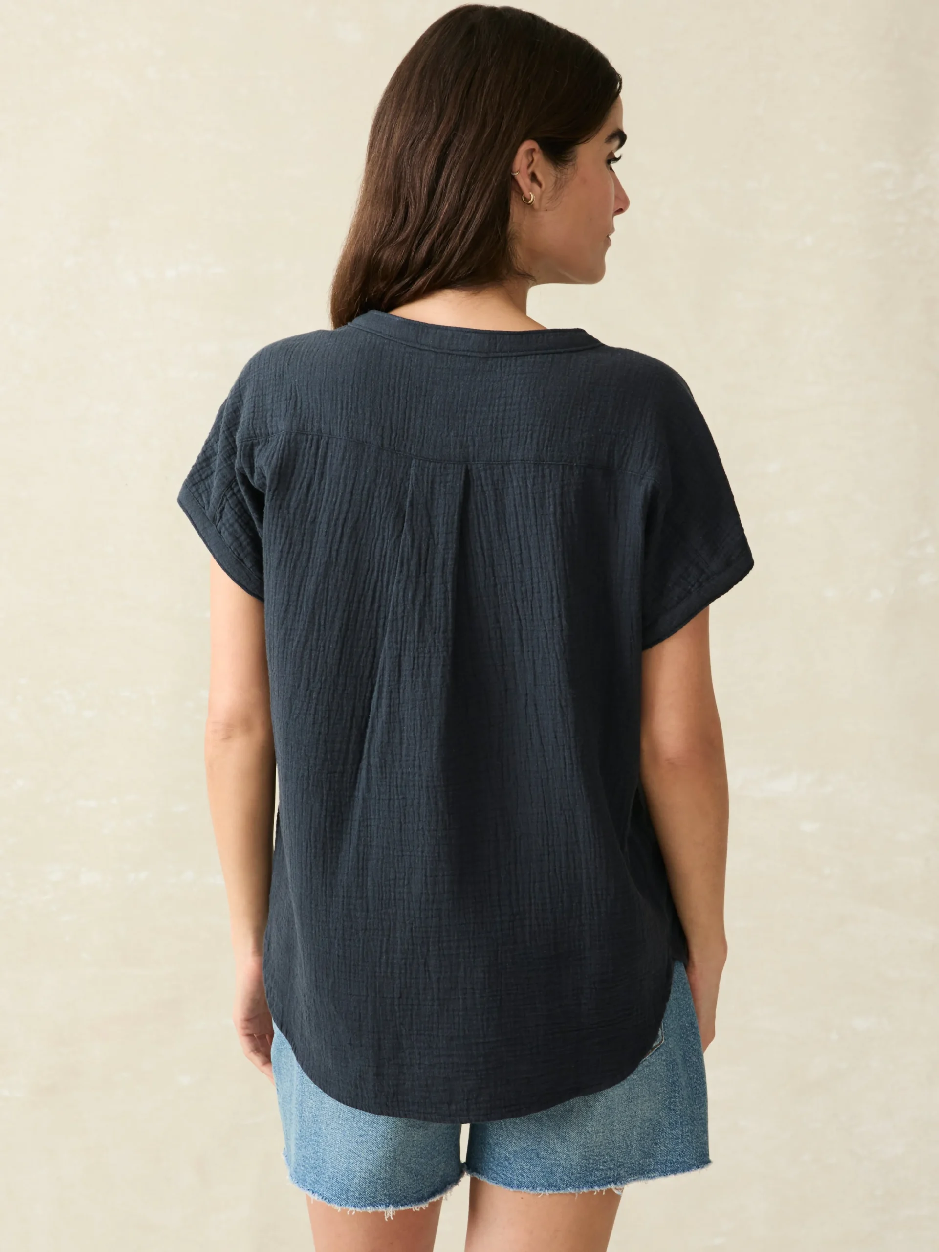 Shirts & Tops^Faherty Brand Dream Cotton Gauze Desmond Top - Navy