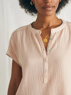 Shirts & Tops^Faherty Brand Dream Cotton Gauze Desmond Top - Peach Whip