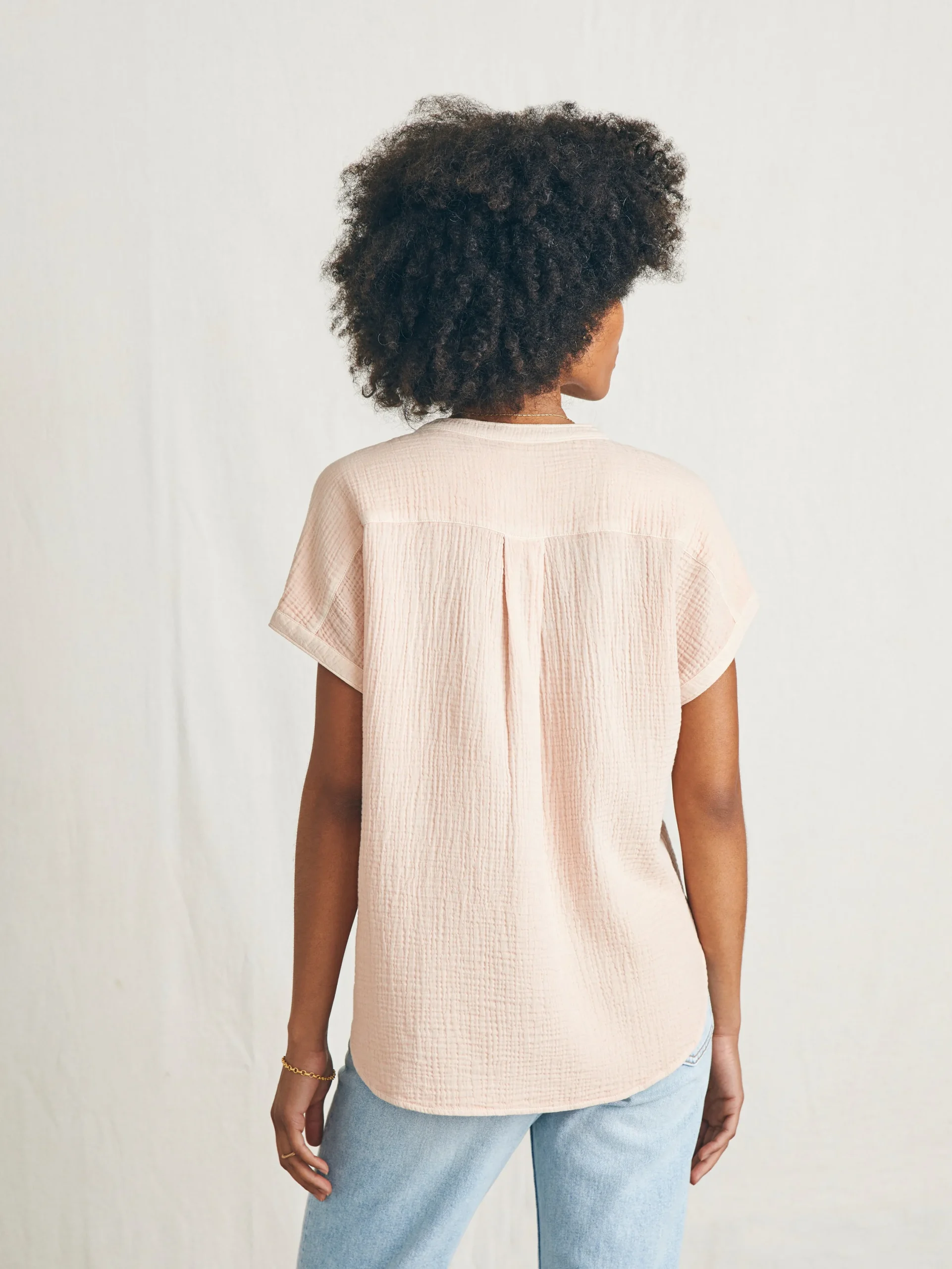 Shirts & Tops^Faherty Brand Dream Cotton Gauze Desmond Top - Peach Whip