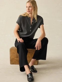 Shirts & Tops^Faherty Brand Dream Cotton Gauze Desmond Top - Washed Black