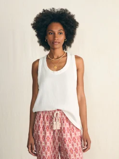 Shirts & Tops^Faherty Brand Dream Cotton Gauze Scoop Neck Tank - White