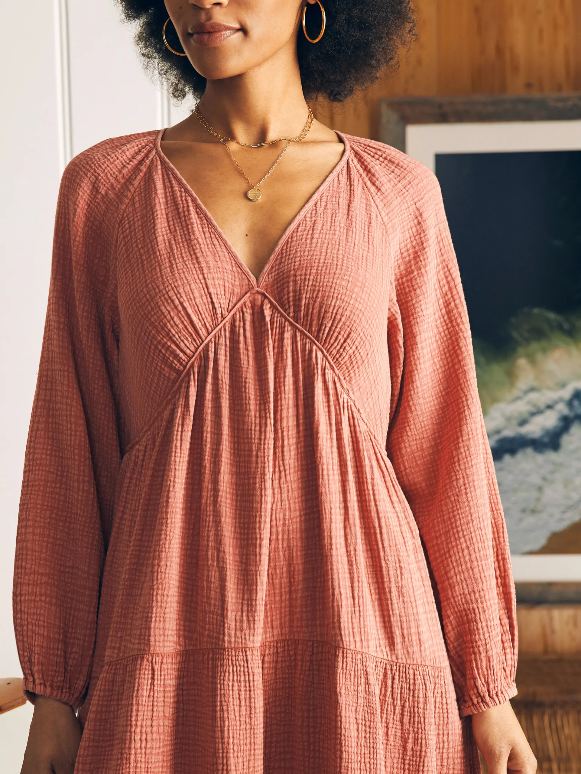 Dresses^Faherty Brand Dream Cotton Gauze Sirene Midi Dress - Kelly Pink
