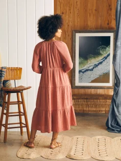 Dresses^Faherty Brand Dream Cotton Gauze Sirene Midi Dress - Kelly Pink