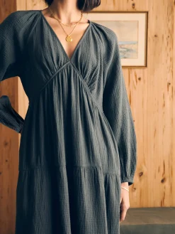 Dresses^Faherty Brand Dream Cotton Gauze Sirene Midi Dress - Washed Black