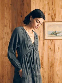 Dresses^Faherty Brand Dream Cotton Gauze Sirene Midi Dress - Washed Black