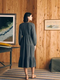 Dresses^Faherty Brand Dream Cotton Gauze Sirene Midi Dress - Washed Black